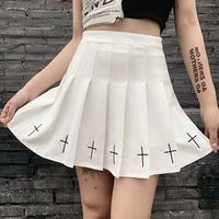 Cross Embroidery Pleated Skirt - Thumbnail 4