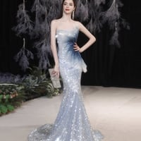 Mermaid sequins long prom dress evening dress - Thumbnail 3