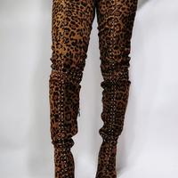 Sexy Leopard Print Rivet Fashion Over-the-knee Women's Boots - Thumbnail 2
