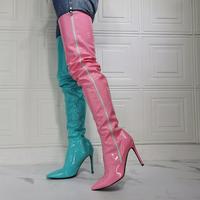 Sexy Fashion Color Block High Heel Over-the-knee Boots - Thumbnail 2