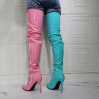 Sexy Fashion Color Block High Heel Over-the-knee Boots - Thumbnail 3