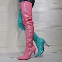 Sexy Fashion Color Block High Heel Over-the-knee Boots - Thumbnail 5