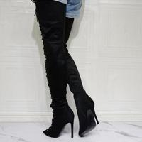 Sexy Fish Mouth Lace-up Over-the-knee Women's Boots - Thumbnail 2