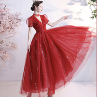 Red tulle short prom dress red homecoming dress - Thumbnail 1