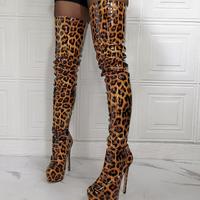 Sexy High-heeled Leopard-print Over-the-knee Women's Boots - Thumbnail 2