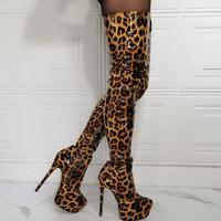 Sexy High-heeled Leopard-print Over-the-knee Women's Boots - Thumbnail 1