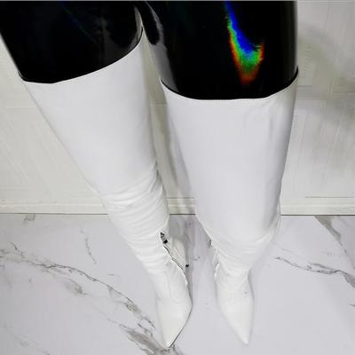 Sexy white over-the-knee women's boots