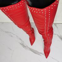 Fashion Red Rivet Women's Boots - Thumbnail 1