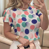 Design Round Neck Short Sleeve Shirt - Thumbnail 1