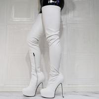 White High Heel Stretch Women's Boots - Thumbnail 3