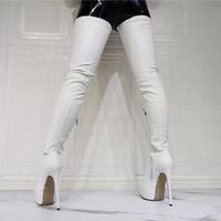 White High Heel Stretch Women's Boots - Thumbnail 4