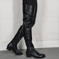 Black Round Toe Thick Heel Fashionable Women's Long Boots - Thumbnail 1