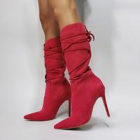 Pointed toe side zipper fashion super high heel women's ankle boots - Thumbnail 1