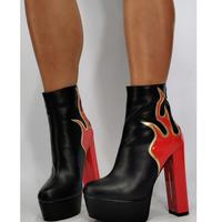 Black thick-heeled fashion high-heeled women's short boots - Thumbnail 4