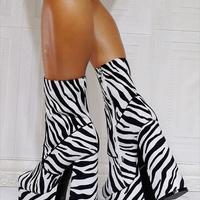 Fashion Striped Water Platform Thick Heel High Heel Women's Short Boots - Thumbnail 2