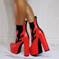Fashion thick heel high heel zipper female short boots - Thumbnail 1