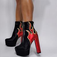 Black Fashion Thick Heel Ankle Boots - Thumbnail 2