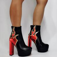 Black Fashion Thick Heel Ankle Boots - Thumbnail 1