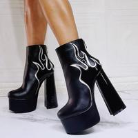 Black Fashion Thick Heel Ankle Boots - Thumbnail 1