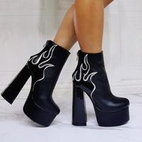 Black Fashion Thick Heel Ankle Boots - Thumbnail 2