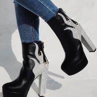 Women's Thick Heel High Heel Short Boots - Thumbnail 1
