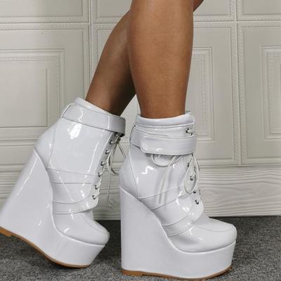 Sexy round toe high-heeled wedge women's short boots