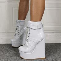 Sexy Round Toe High-heeled Wedge Women's Short Boots - Thumbnail 2