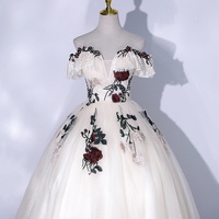 Champagne tulle lace long ball gown dress formal dress - Thumbnail 2