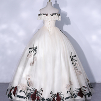 Champagne tulle lace long ball gown dress formal dress - Thumbnail 3