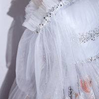 Gray tulle lace long prom dress A line evening gown - Thumbnail 2