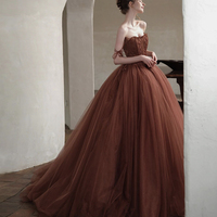 Amazing tulle long ball gown dress A line formal dress - Thumbnail 1