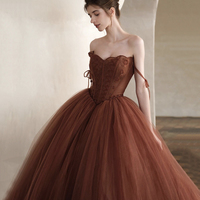 Amazing tulle long ball gown dress A line formal dress - Thumbnail 3