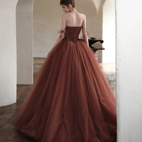 Amazing tulle long ball gown dress A line formal dress - Thumbnail 4