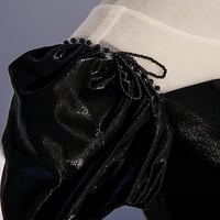 Black satin long prom dress A line evening gown - Thumbnail 2