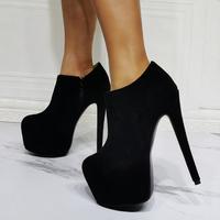 Sexy Super High Heel Black Short Boots - Thumbnail 1