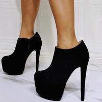 Sexy Super High Heel Black Short Boots - Thumbnail 3