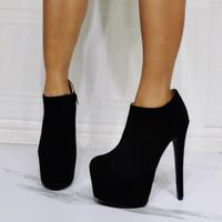 Sexy Super High Heel Black Short Boots - Thumbnail 4