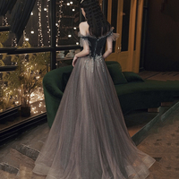 Cute tulle long prom dress A line evening dress - Thumbnail 4