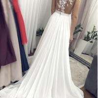 Cap Sleeves Wedding Dresses Bridal Gown with Lace - Thumbnail 1