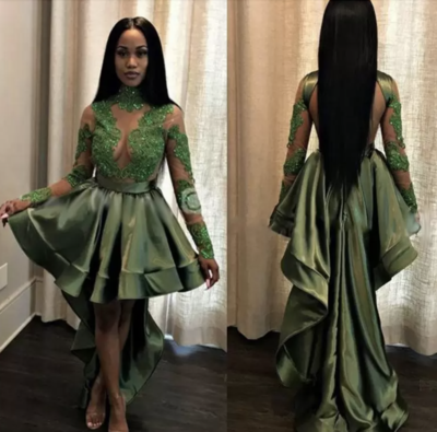 Olive Green Hi Low Prom Dresses Homecoming Dresses