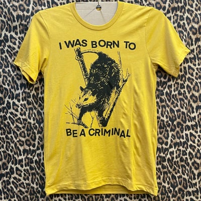Criminal possum t-shirt (yellow/gold)