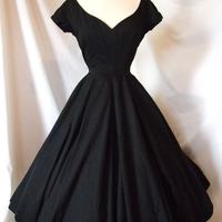 Vintage Prom Dresses A-Line Black Satin Cocktail Party Dresses,729 - Thumbnail 1
