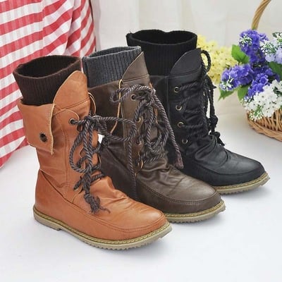 Fashion women's retro lace boots - Thumbnail 5
