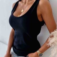 Solid Color White Vest Sleeveless Top - Thumbnail 1