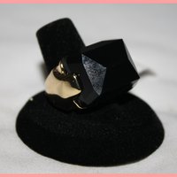 Oversized Gold & Black Onyx Ring Size 8 - Thumbnail 1
