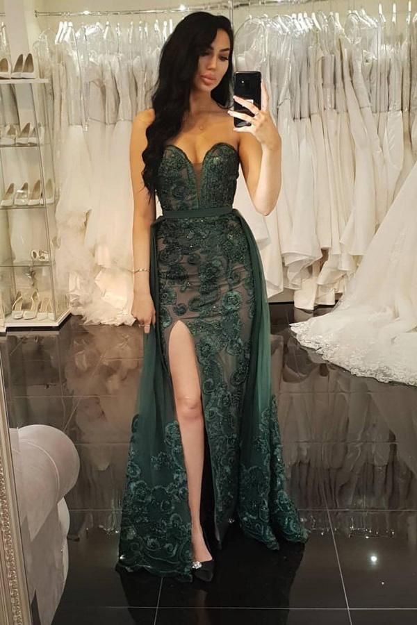 LS0628,Green Lace Prom Dresses Sweetheart Mermaid Evening Formal Dress with Sash 18w