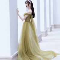 Cute tulle long prom dress A line evening gown - Thumbnail 3
