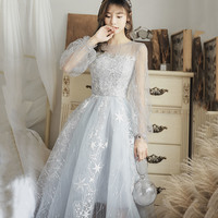 Gray tulle short prom dress A line homecoming dress - Thumbnail 4