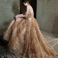 Cute tulle long prom dress A line evening gown - Thumbnail 2