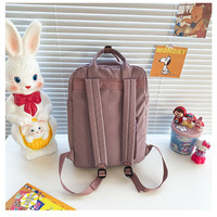Retro Color Block Nylon School Backpack - Thumbnail 6